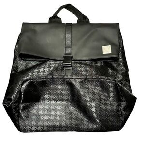 Tanger Black Houndstooth Collapsible Roomy Backpack Adjustable Straps